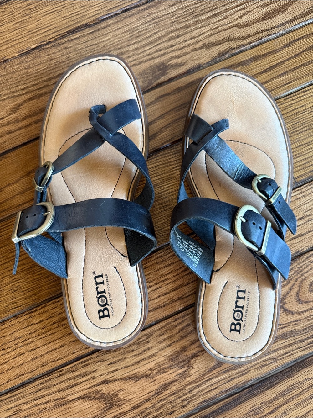 Born Black Leather Slide Sandals size 7